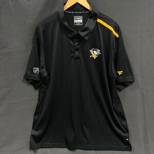 Pittsburgh Penguins Shirt Mens 2XL Black Polo Short Sleeve Fanatics NHL Hockey